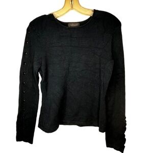Willi Smith Black Sweater‎ with Buttons Down Sleeves